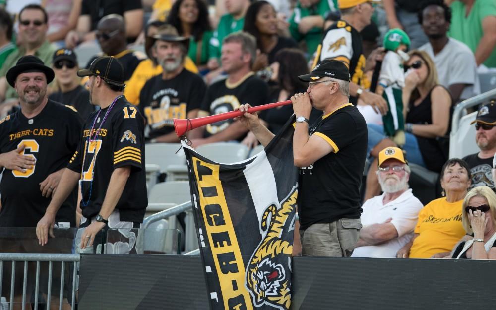 GVL/Kevin Sielaff - The Hamilton Tiger-Cats square off against the Saskatchewan Roughriders Saturday, August 20, 2016 in Hamilton, Ontario. 