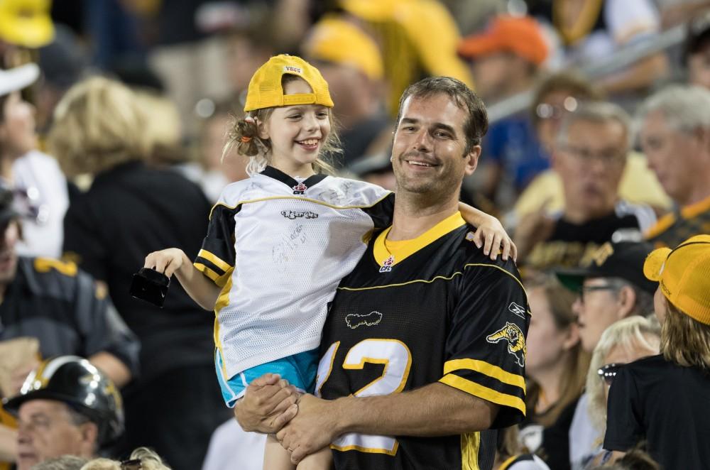 GVL/Kevin Sielaff - Fans gather to watch the Hamilton Tiger-Cats square off against the Saskatchewan Roughriders Saturday, August 20, 2016 in Hamilton, Ontario. 