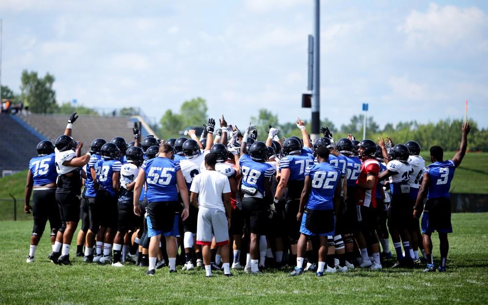 GVL / Emily Frye  
Grand Valley State Laker Football on Wednesday Aug. 17, 2016.