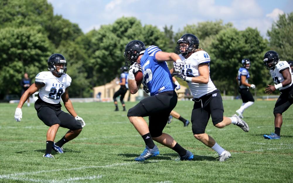 GVL / Emily Frye  
Grand Valley State Laker Football on Wednesday Aug. 17, 2016.