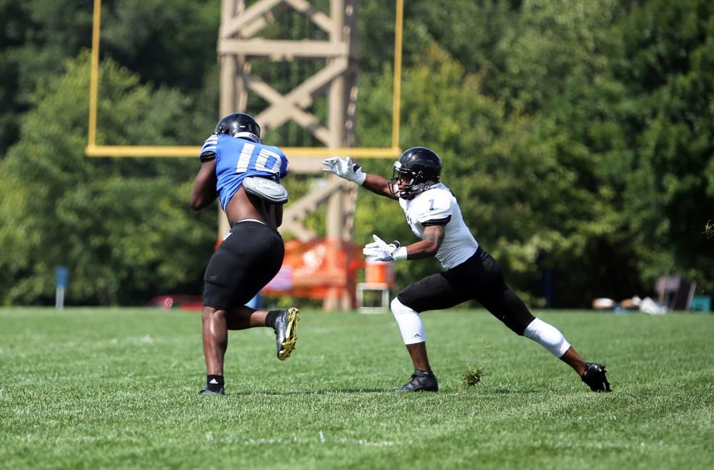 GVL / Emily Frye  
Grand Valley State Laker Football on Wednesday Aug. 17, 2016.