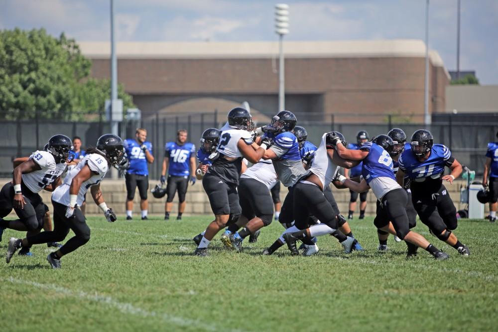 GVL / Emily Frye  
Grand Valley State Laker Football on Wednesday Aug. 17, 2016.