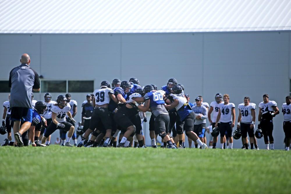 GVL / Emily Frye  
Grand Valley State Laker Football on Wednesday Aug. 17, 2016.