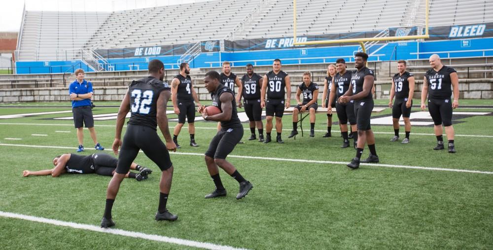 GVL / Kevin Sielaff - Grand Valley State football hosts its annual media day at Lubbers Stadium on Thursday, August 25, 2016. 