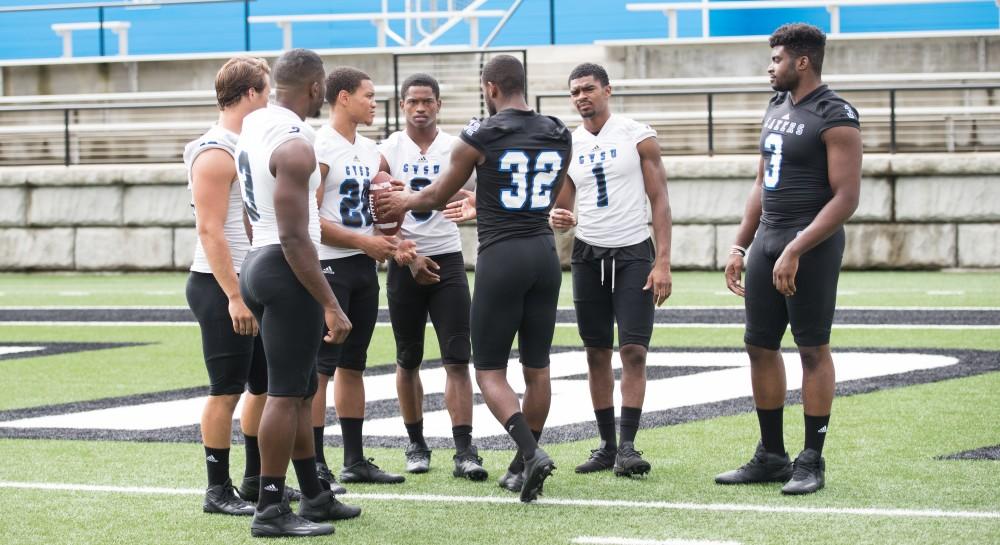 GVL / Kevin Sielaff - Grand Valley State football hosts its annual media day at Lubbers Stadium on Thursday, August 25, 2016. 