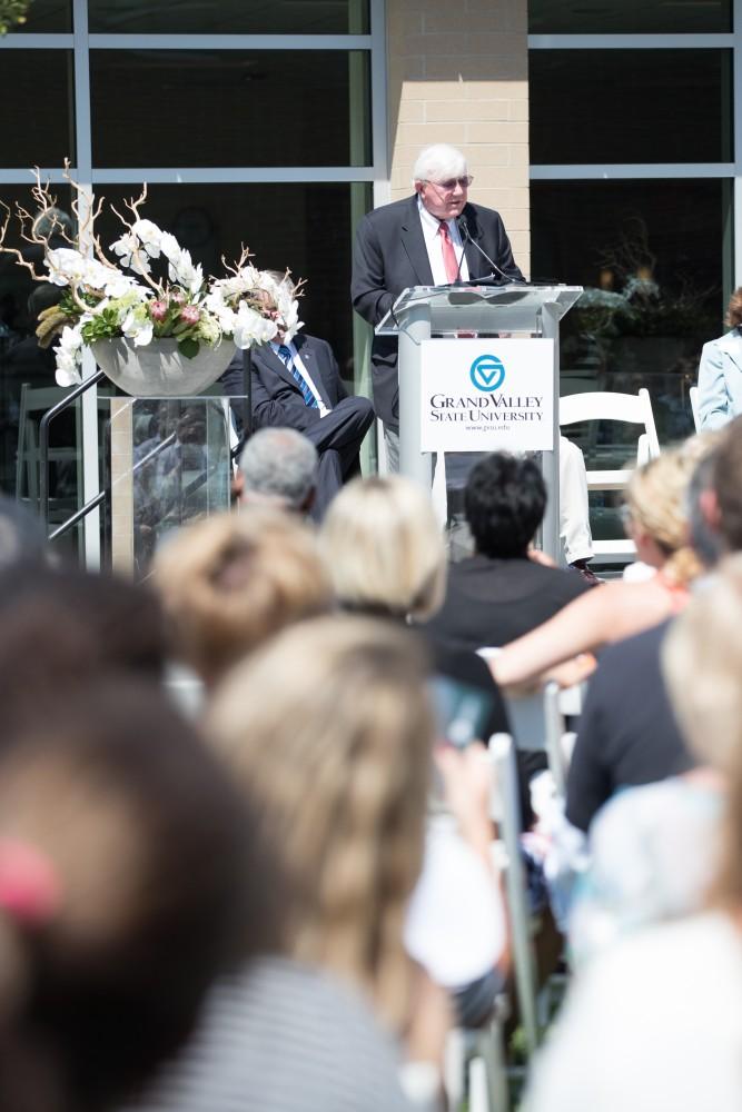 GVL/Kevin Sielaff - Don Lubbers speaks at the Holton-Hooker Learning and Living Center dedication on Friday, August 26, 2016.   