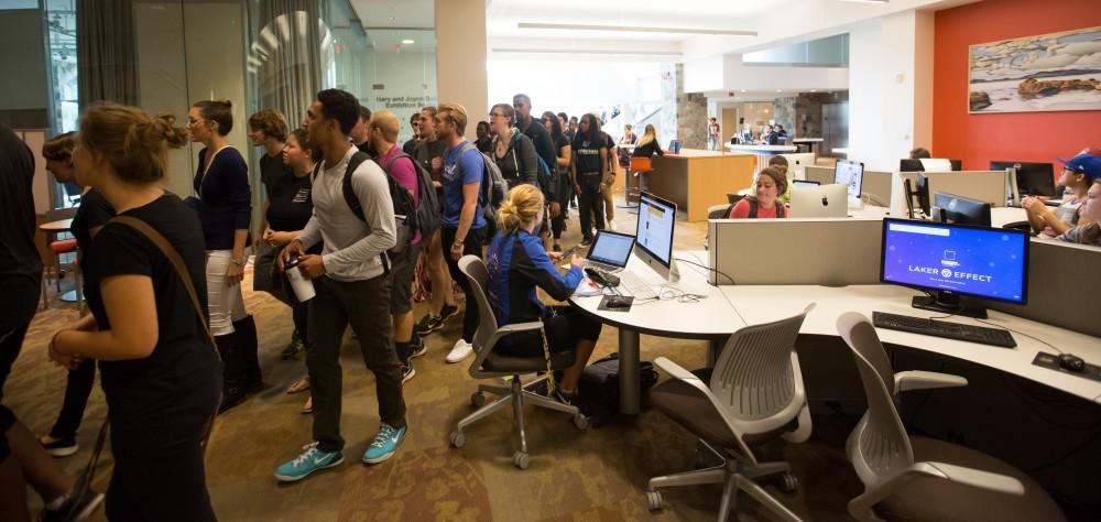 GVL/Kevin Sielaff - Grand Valley's NAACP chapter holds a campus wide demonstration in protest of police brutality Friday, Sept. 23, 2016 in Allendale.