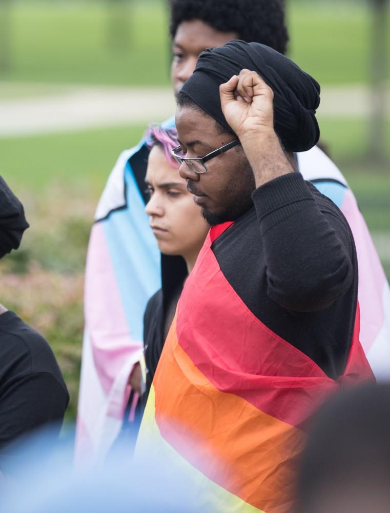 GVL/Kevin Sielaff - Grand Valley's NAACP chapter holds a campus wide demonstration in protest of police brutality Friday, Sept. 23, 2016 in Allendale.