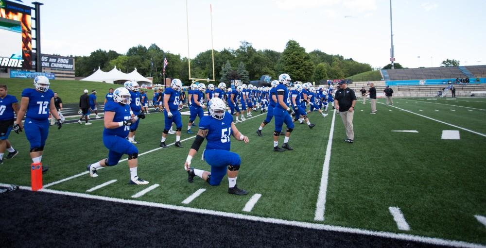 GVL/Kevin Sielaff - Grand Valley defeats Tiffin with a final score of 45-7 on Thursday, September 1, 2016 at Lubbers Stadium.