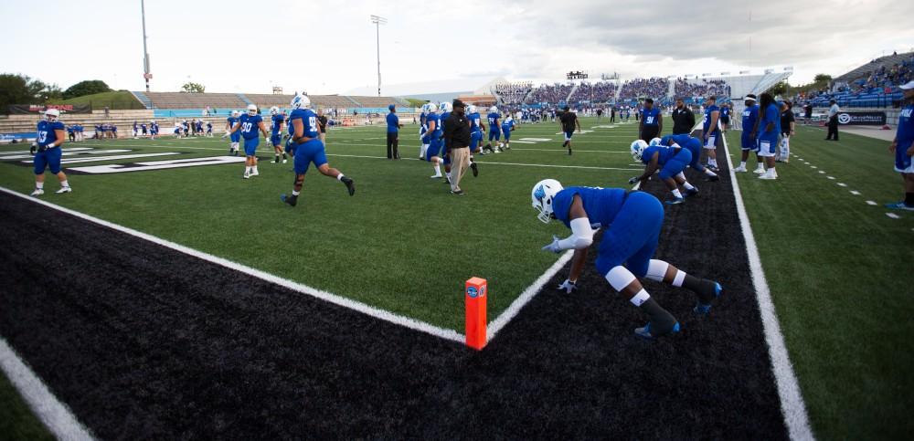 GVL/Kevin Sielaff - Grand Valley defeats Tiffin with a final score of 45-7 on Thursday, September 1, 2016 at Lubbers Stadium.