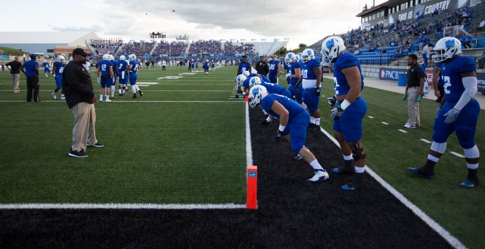 GVL/Kevin Sielaff - Grand Valley defeats Tiffin with a final score of 45-7 on Thursday, September 1, 2016 at Lubbers Stadium.