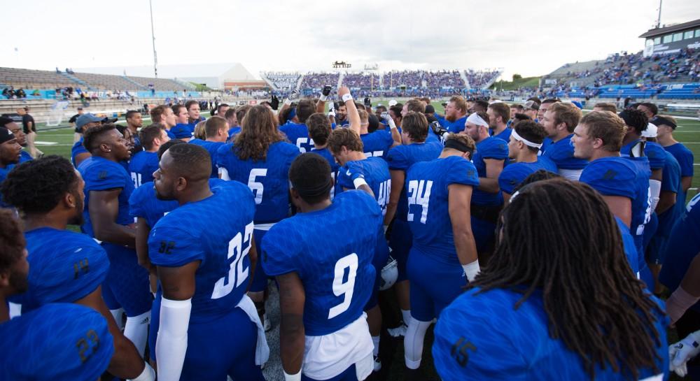 GVL/Kevin Sielaff - Grand Valley defeats Tiffin with a final score of 45-7 on Thursday, September 1, 2016 at Lubbers Stadium.