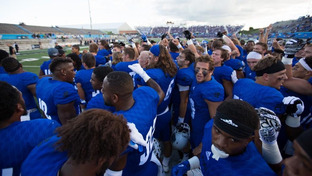 GVL/Kevin Sielaff - Grand Valley defeats Tiffin with a final score of 45-7 on Thursday, September 1, 2016 at Lubbers Stadium.