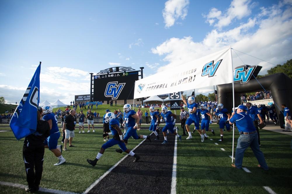 GVL/Kevin Sielaff - Grand Valley defeats Tiffin with a final score of 45-7 on Thursday, September 1, 2016 at Lubbers Stadium.