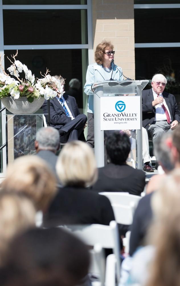 GVL/Kevin Sielaff - Provost Gayle Davis speaks at the Holton-Hooker Learning and Living Center dedication on Friday, August 26, 2016.   