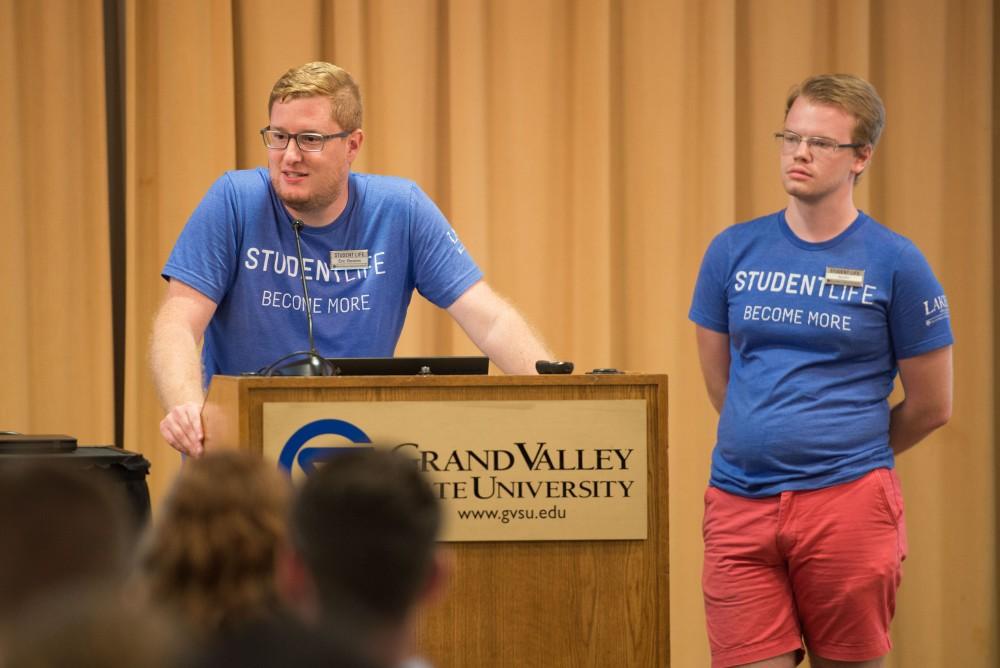 GVL / Luke Holmes - Eric Stevens and Austin speak during Ignite in the Grand River Room on Tuesday, Sep. 6, 2016.