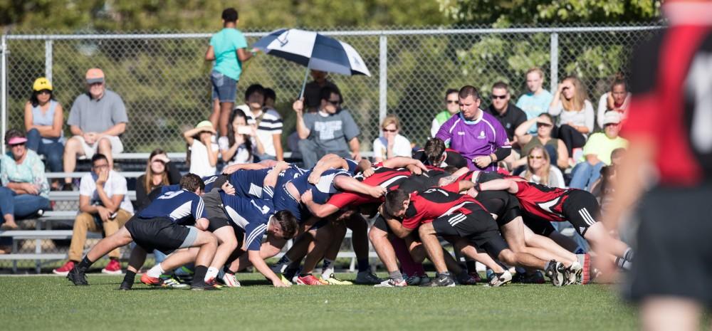 GVL/Kevin Sielaff - GVSU men's club rugby defeats rival SVSU by a large margin Saturday, Sept. 24, 2016. 