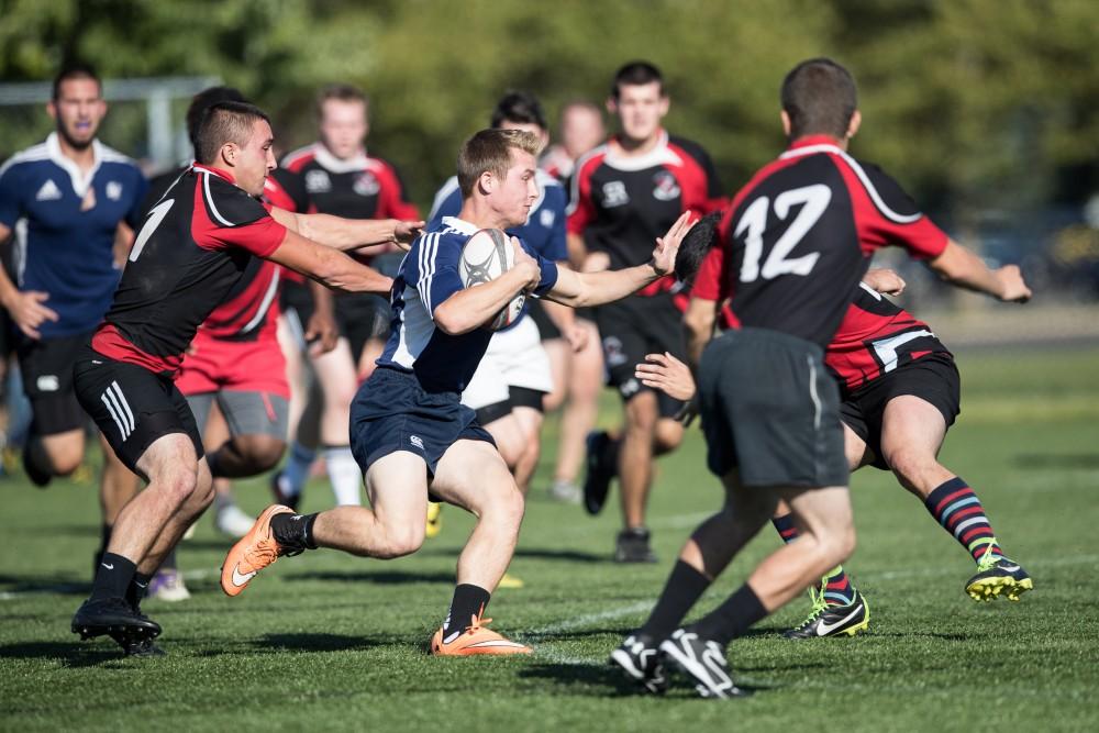 GVL/Kevin Sielaff - GVSU men's club rugby defeats rival SVSU by a large margin Saturday, Sept. 24, 2016. 