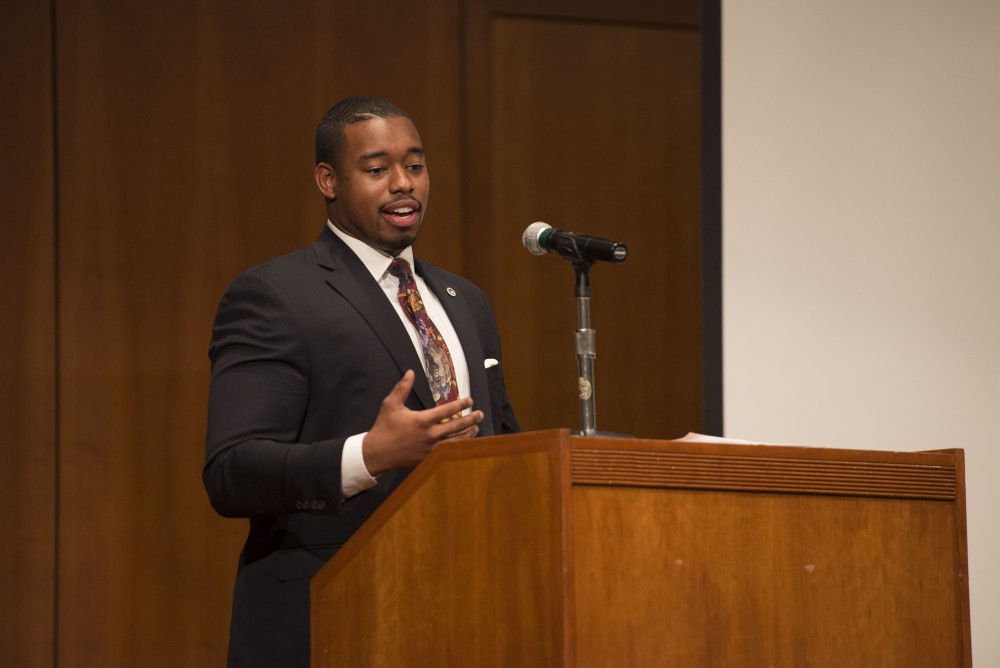 GVL / Luke Holmes - Leighton Watson held a lecture, The Power of Student Voices, in the Cook-DeWitt Center Monday, Sept. 26, 2016.