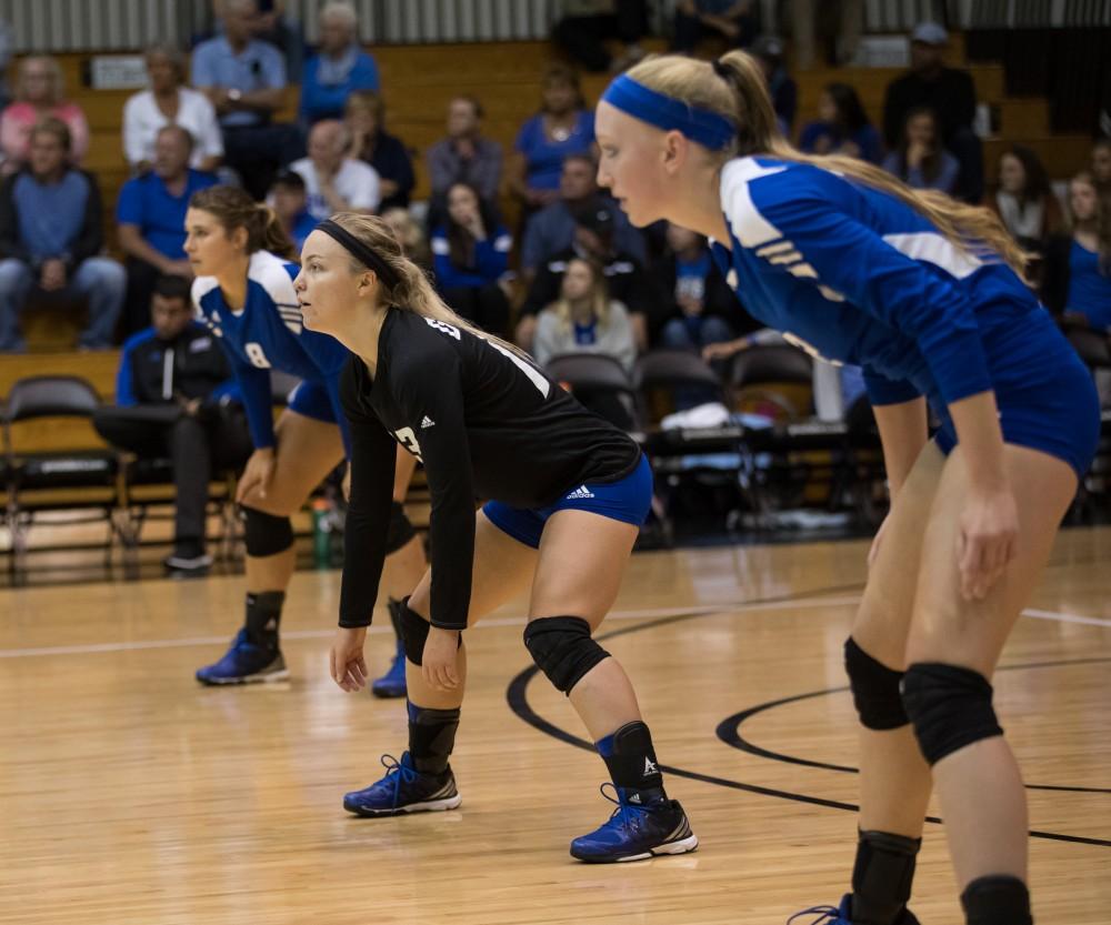 GVL/Kevin Sielaff - Amanda Glaza (13). The Lakers fall to the Bulldogs of Ferris State with a final score of 1-3 Tuesday, Sept. 27, 2016 in Allendale.