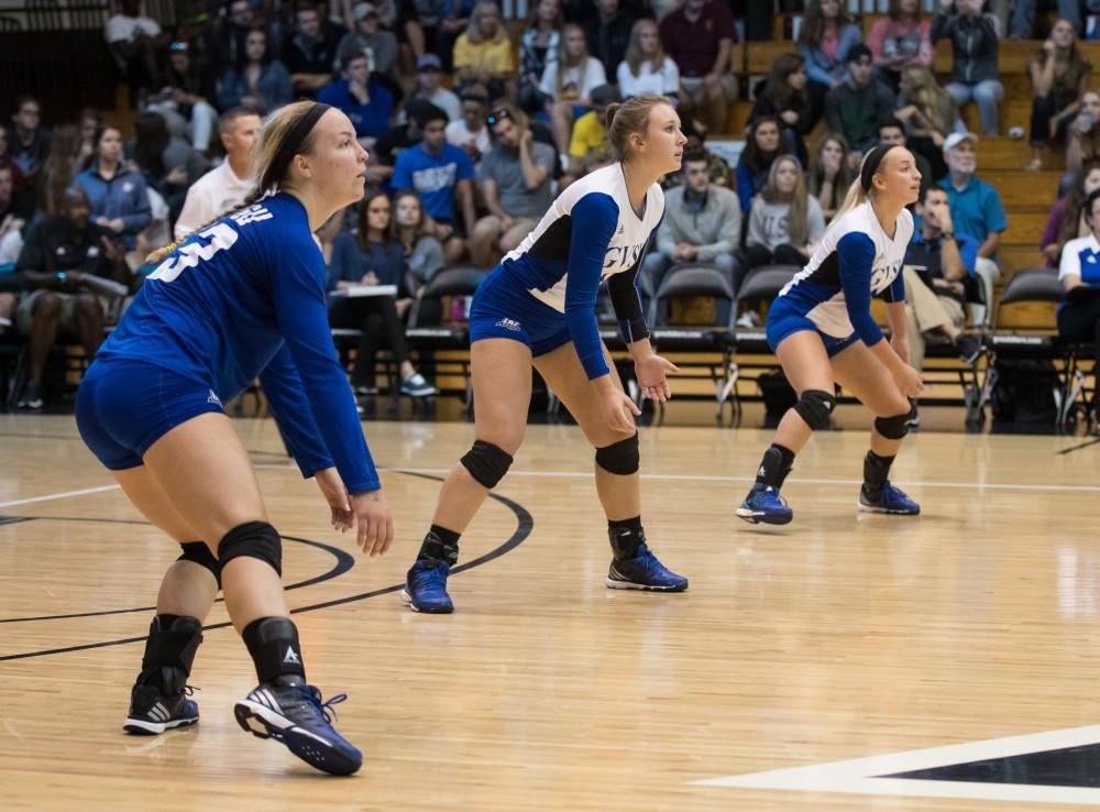 GVL/Kevin Sielaff - Sydney Benchley (1). The Lakers sweep the Cavaliers of Walsh University Saturday, Sept. 24, 2016 in Allendale.