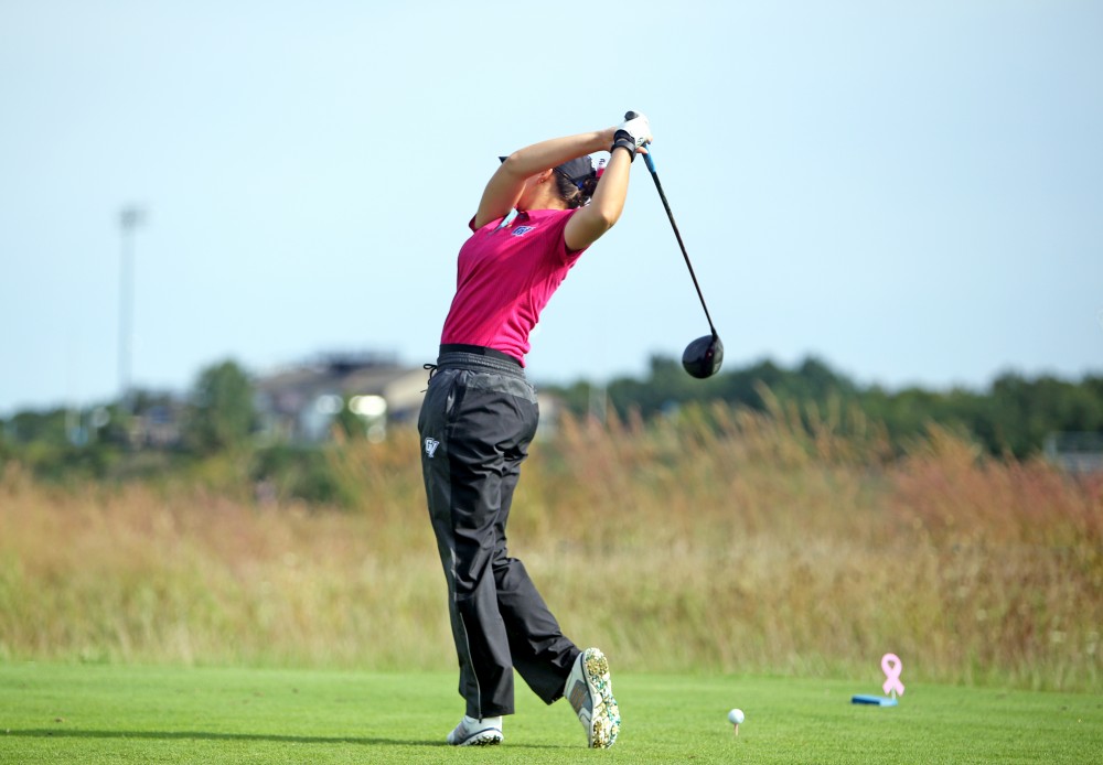 GVL / Emily Frye    
Julie Guckian during the 7th Annual Gilda's Club Laker Fall Invitational on Sunday Sept. 25, 2016.