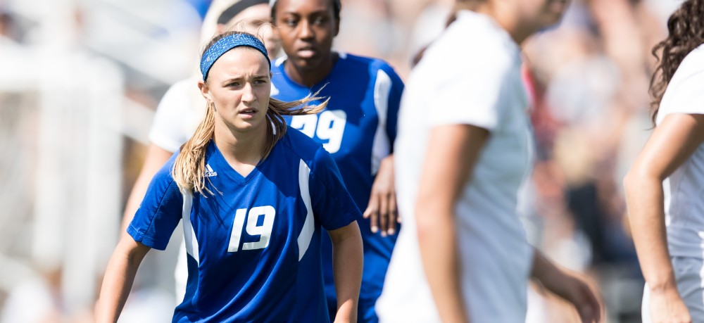 GVL/Kevin Sielaff - Mia Gale (19). The Lakers defeat the Panthers of Ohio Dominican with a final score of 4-0 on Sunday, Sept. 18, 2016 in Allendale.