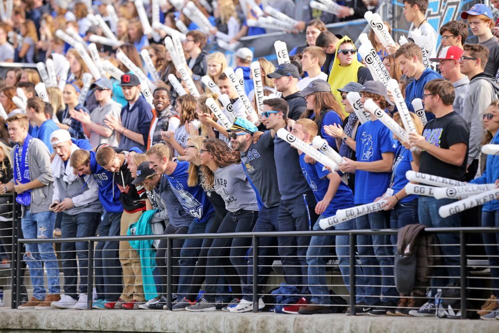 GVL / Emily Frye
Grand Valley football fans get pumped up for the game against Truman State on Saturday Oct. 15, 2016. 