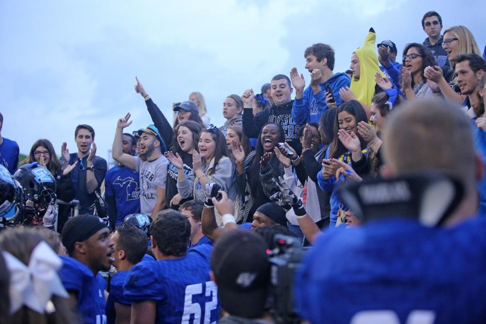 GVL / Emily Frye
Grand Valley student fans during the game against Truman State on Saturday Oct. 15, 2016.