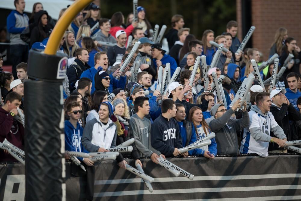 GVL/Kevin Sielaff - A record crowd of 16,889 breaks Lubbers Stadium's record. The Lakers defeat the Bulldogs of Ferris State University Saturday, Oct. 8, 2016 with a final score of 35-23 in Allendale. 