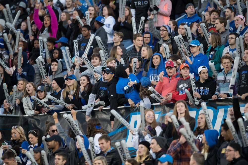 GVL/Kevin Sielaff - A record crowd of 16,889 breaks Lubbers Stadium's record. The Lakers defeat the Bulldogs of Ferris State University Saturday, Oct. 8, 2016 with a final score of 35-23 in Allendale. 