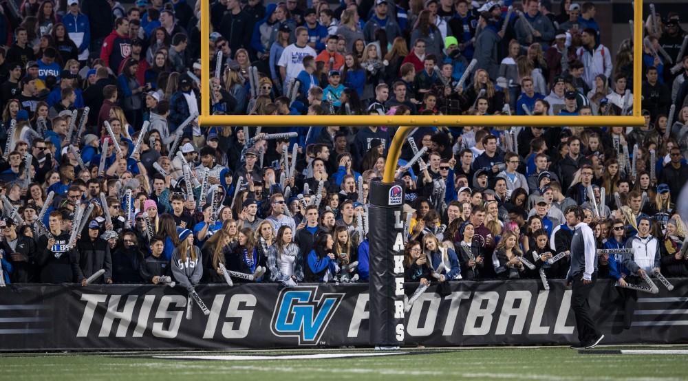 GVL/Kevin Sielaff - A record crowd of 16,889 breaks Lubbers Stadium's record. The Lakers defeat the Bulldogs of Ferris State University Saturday, Oct. 8, 2016 with a final score of 35-23 in Allendale. 