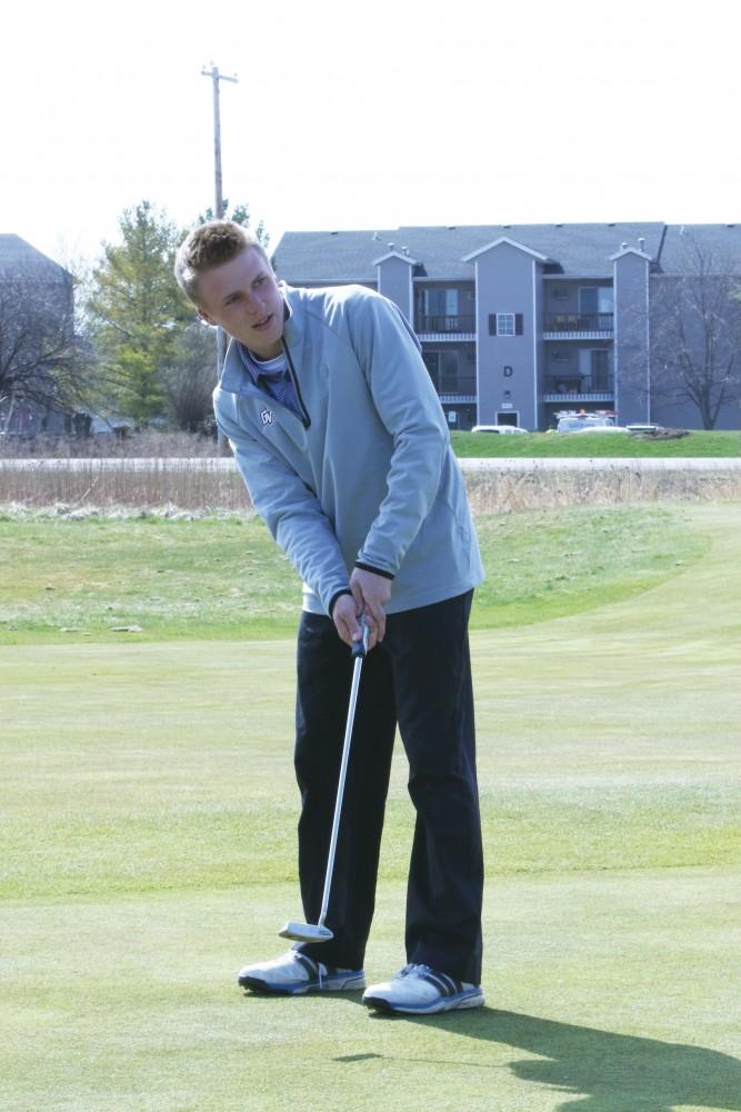 GVL / Archive - Alex Nannetti warms up on the Meadows golf course March 29, 2016 in Allendale. 