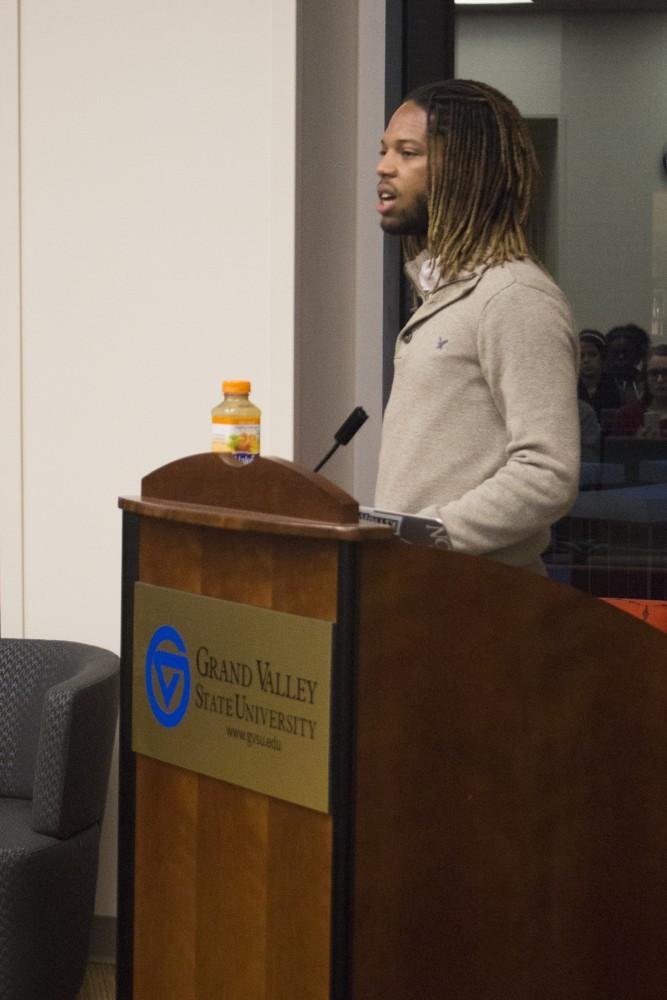 GVL/Mackenzie Bush - Brandon Fitzgerald, Vice President of Diversity Affairs, addresses the panel at the police brutality discussion Thursday, October 20 in Hilton Hooker Living and Learning Center
