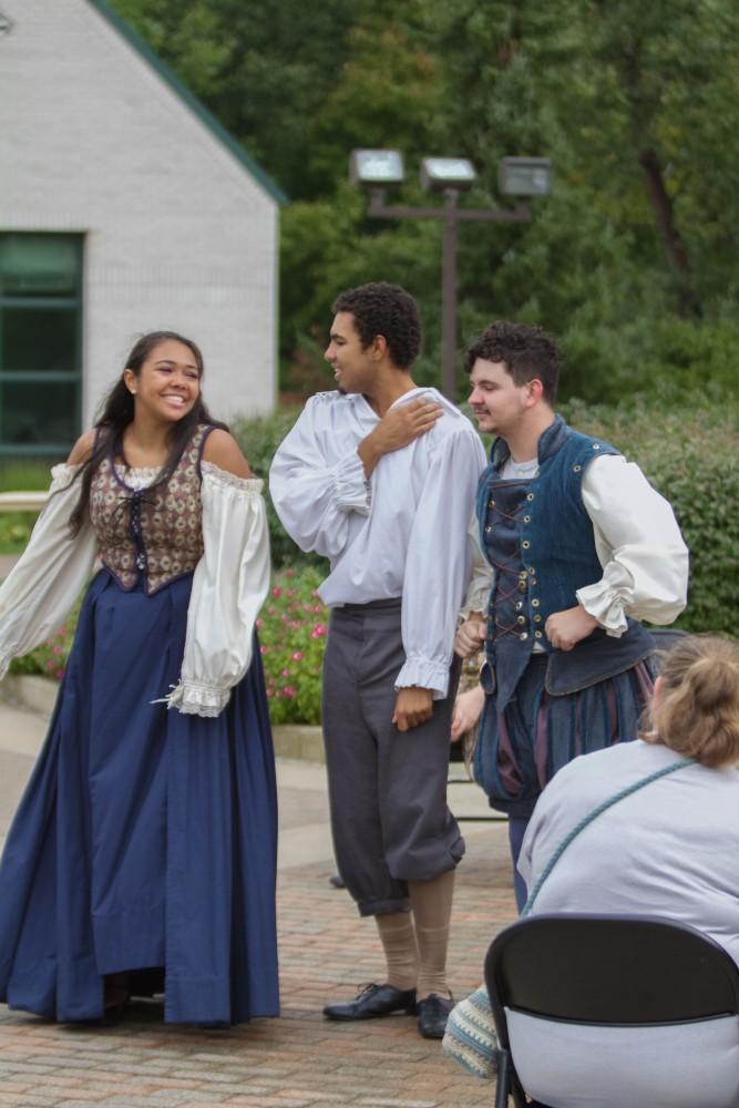 GVL/Mackenzie Bush - Actors hold a skit at the Carillon Tower to show what life was like in the 1500s at the Renaissanec Festival on Saturday, Oct. 1, 2016.