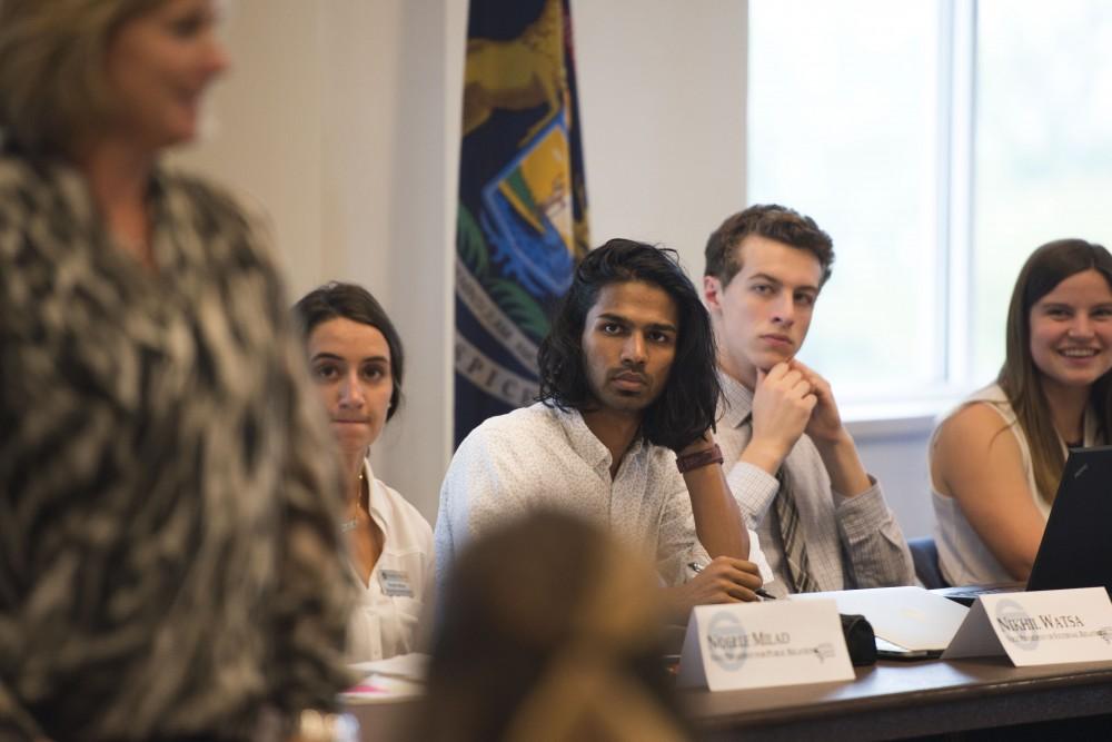 GVL / Luke Holmes - Keri Becker speaks to Student Senate in the Pere Marquette room on Thursday, Oct. 6, 2016. 