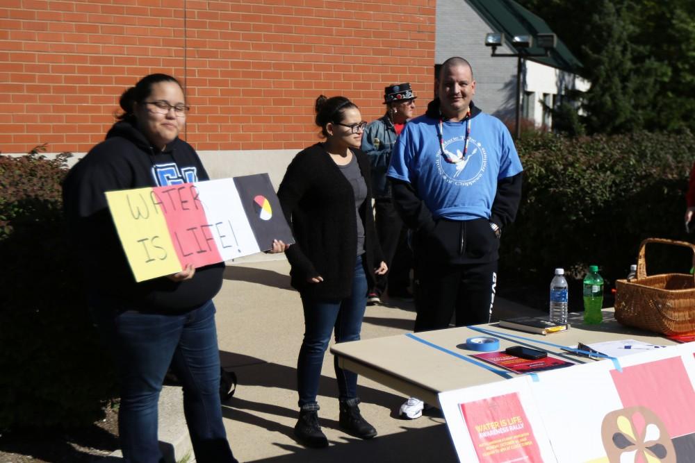 GVL / Luke Holmes - The "Water is Life" awareness rally was held right next to the clock tower on Monday, Oct. 10, 2016.