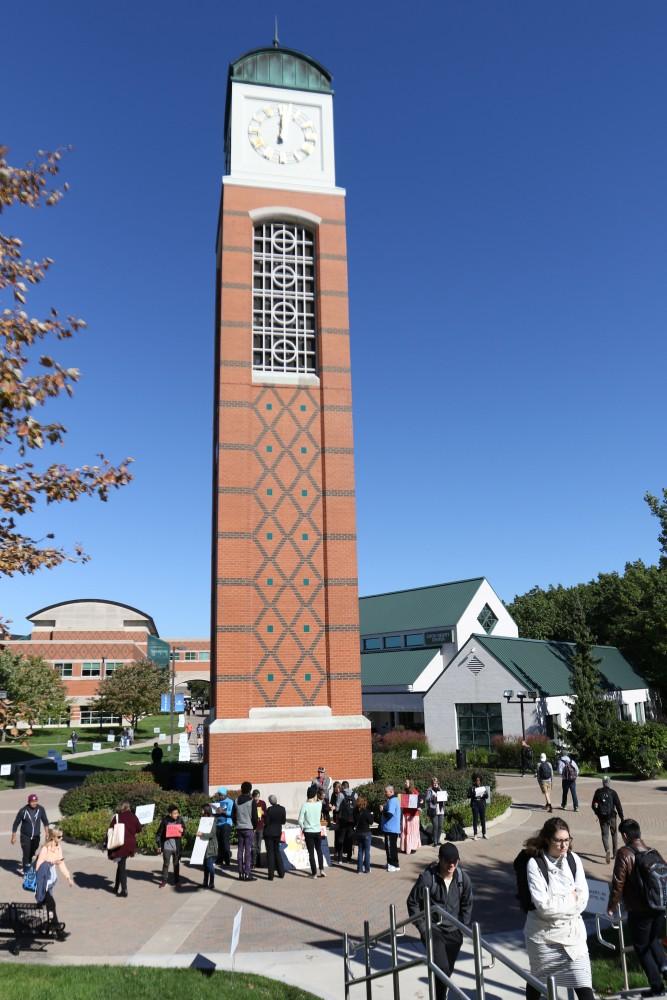 GVL / Luke Holmes - The "Water is Life" awareness rally was held right next to the clock tower on Monday, Oct. 10, 2016.