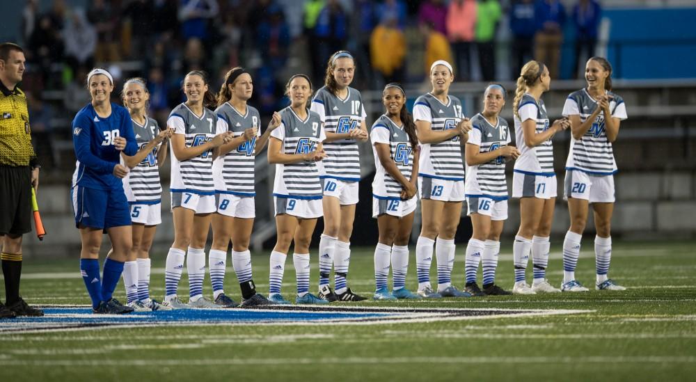 GVL/Kevin Sielaff - The Lakers square off against the Dragons of Tiffin University Friday, Sept. 30, 2016 and win with a final score of 10-0 at Lubbers Stadium.