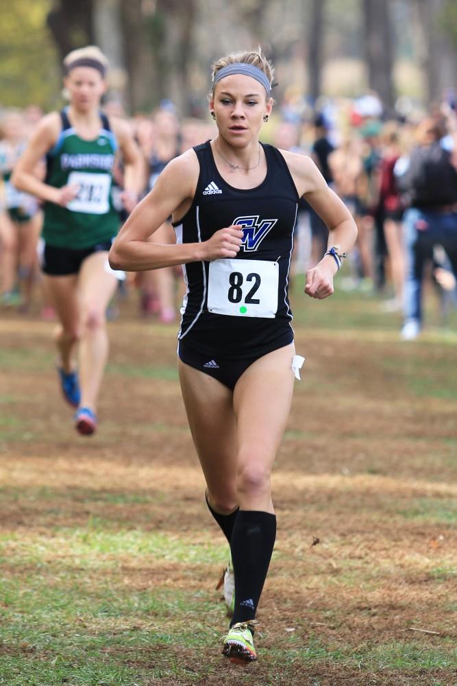 GVL / Courtesy - Alan SteibleKendra Foley runs during the NCAA Midwest Regional Championship in Evansville, IN on Saturday, Nov. 5, 2016. 
