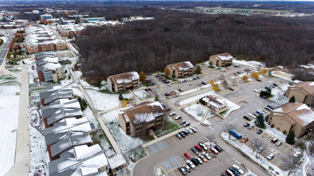 GVL/Kevin Sielaff - Grand Valley's South Apartments as seen from above on Sunday, Nov. 20, 2016.