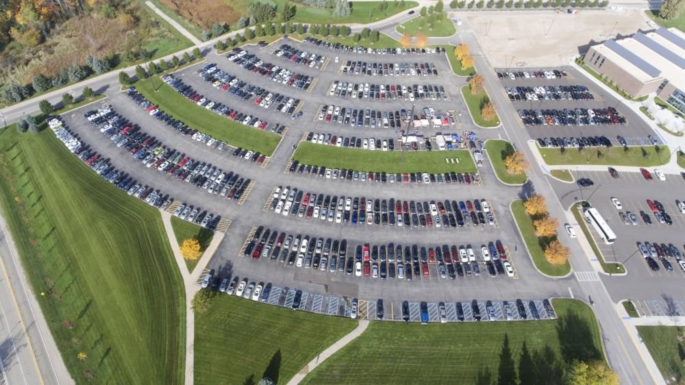 GVL / Kevin Sielaff - Parking lot G as pictured from above on Wednesday, Oct. 19, 2016.