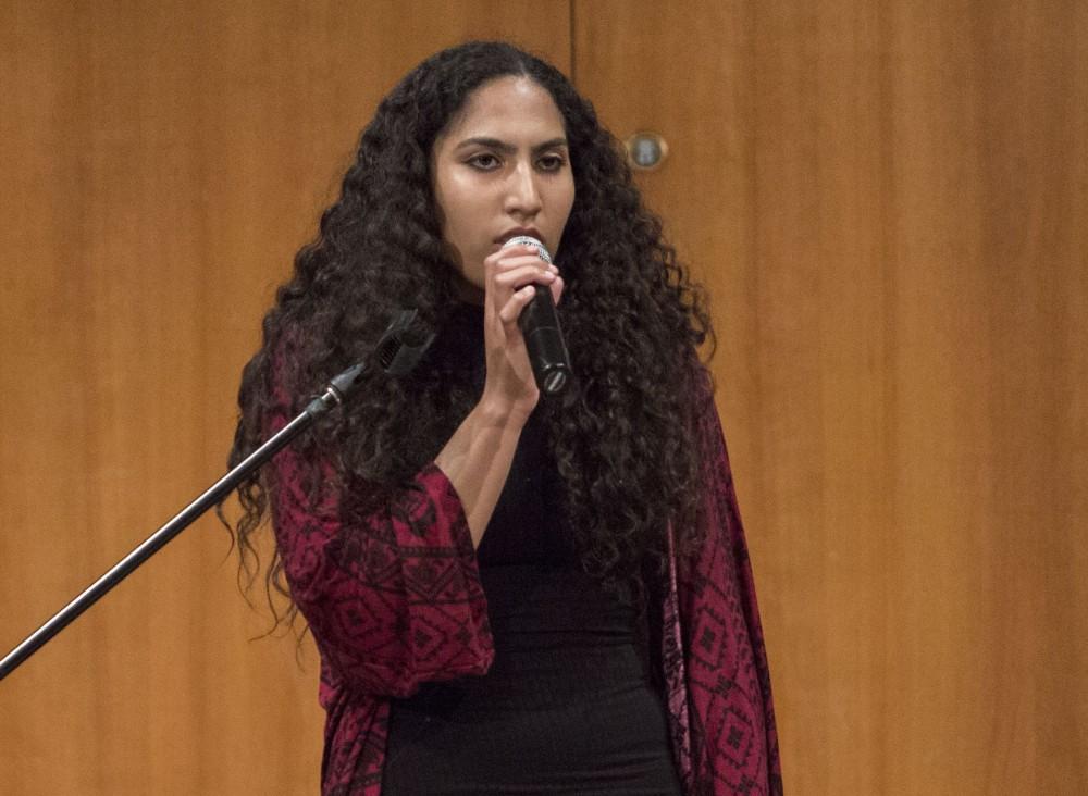 GVL/Mackenzie Bush - Marianna Cassar sings at Grand Valley’s Got Talent Tuesday, Nov. 1, 2016 in the Cook Dewitt Center. 