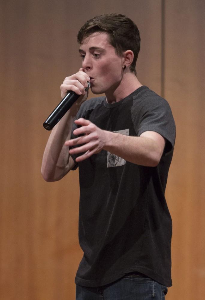 GVL/Mackenzie Bush - Devon McAllister beatboxes at GV’s Got Talent Tuesday, Nov. 1, 2016 in the Cook Dewitt Center. 