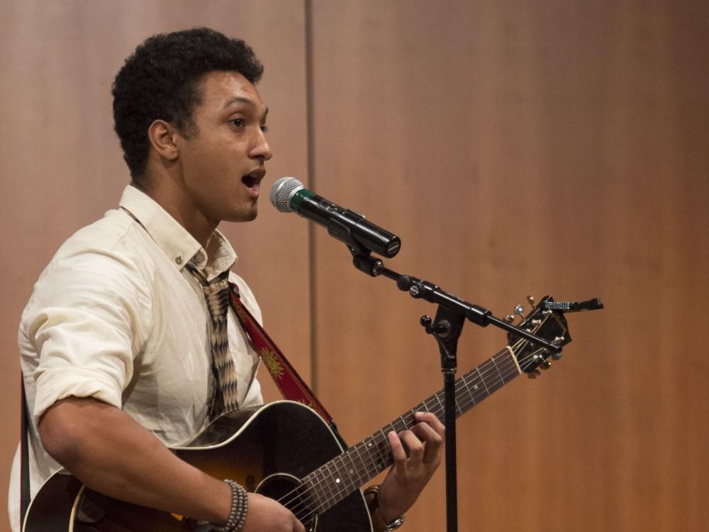 GVL/Mackenzie Bush - August performs an origional song at GV’s Got Talent Tuesday, Nov. 1, 2016 in the Cook Dewitt Center. 