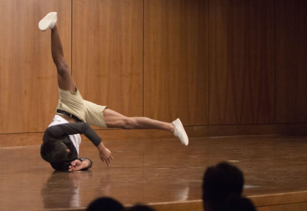 GVL/Mackenzie Bush - Sean Halverson breakdances at GV’s Got Talent Tuesday, Nov. 1, 2016 in the Cook Dewitt Center. 