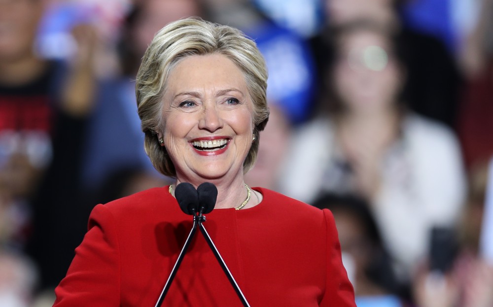 GVL/Kevin Sielaff - Hillary Clinton speaks at Grand Valley State's Fieldhouse Arena on Monday, Nov. 7, 2016. 