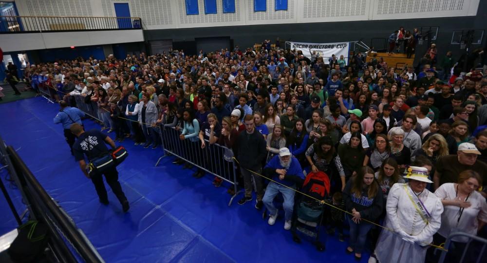 GVL/Kevin Sielaff - Hillary Clinton speaks at Grand Valley State's Fieldhouse Arena on Monday, Nov. 7, 2016. 