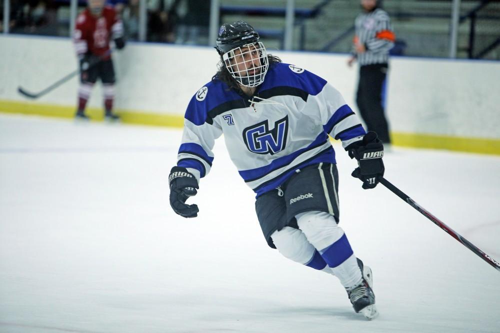 GVL / Emily Frye
Cameron Dyde waits for the puck to drop on Friday Oct. 7, 2016 against Rochester College.