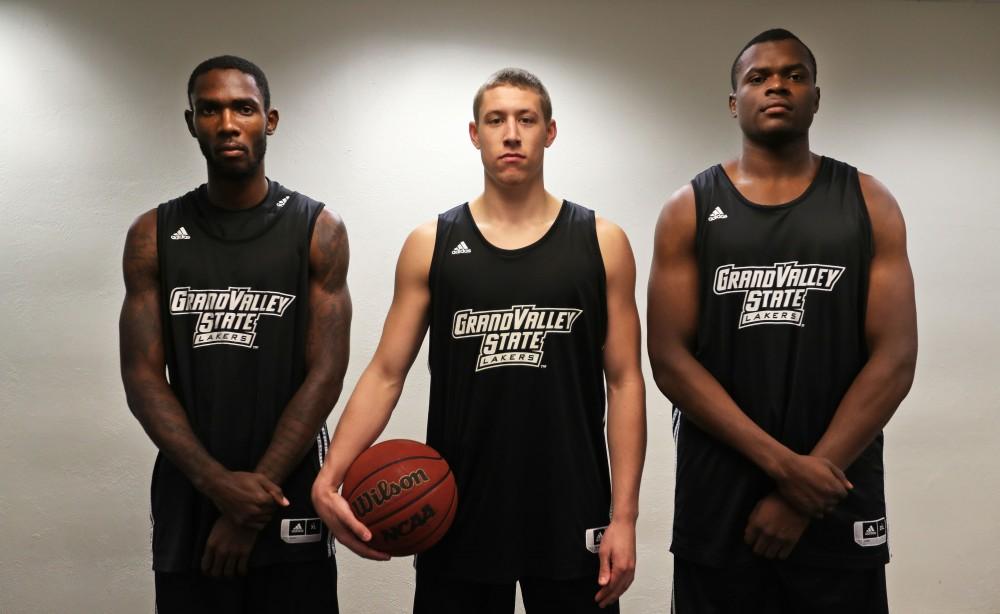 GVL/Kevin Sielaff - Seniors Juwan Starks (22), Luke Ryskamp (23), and Trevin Alexander (5) pose for a photo on Wednesday, Nov. 16, 2016. 